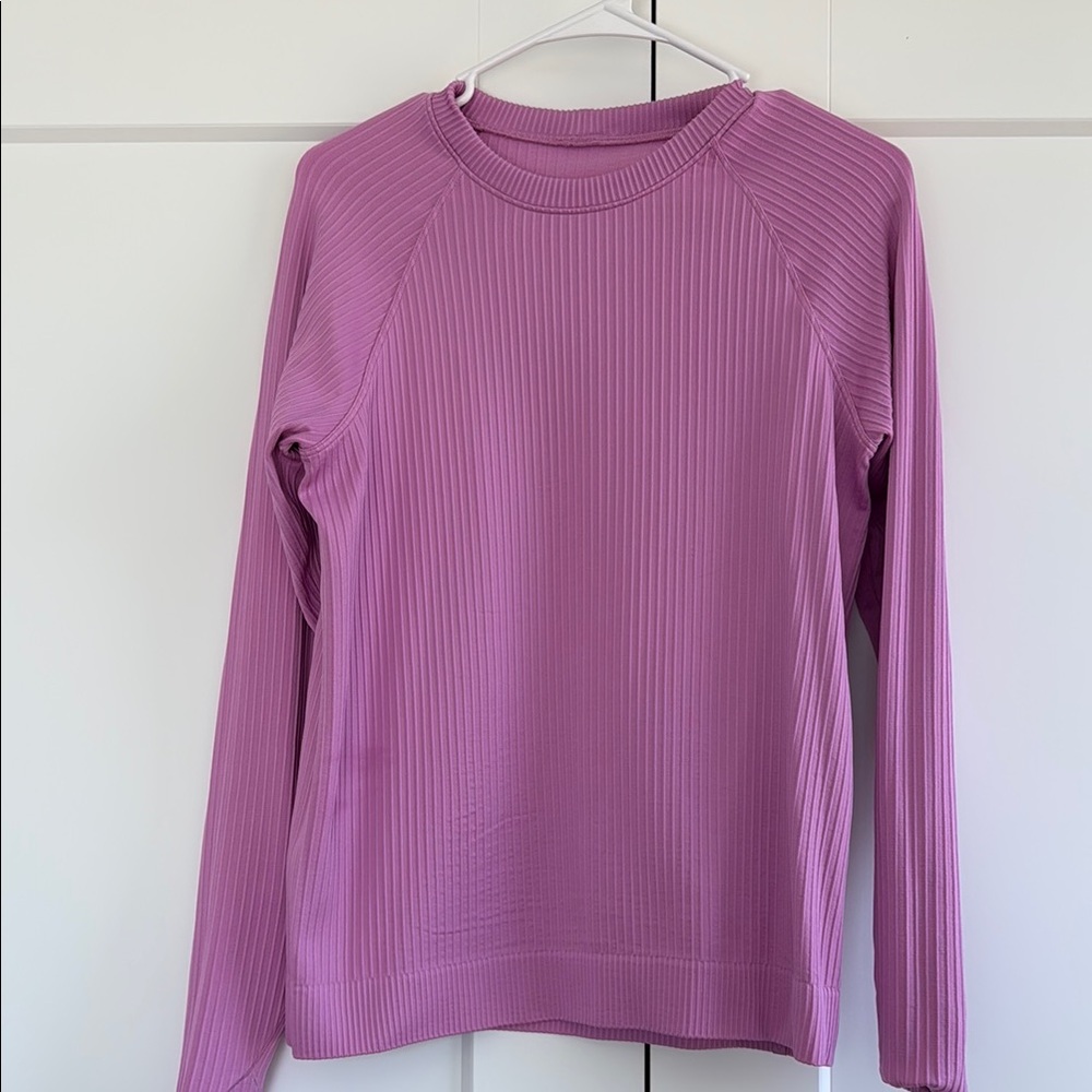 Lululemon Athletica Pink Ribbed Long Sleeve Sweatshirt